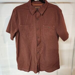 RIDGE CUT Toughwear Men's Brown‎ Textured Short Sleeve Button Up Shirt M